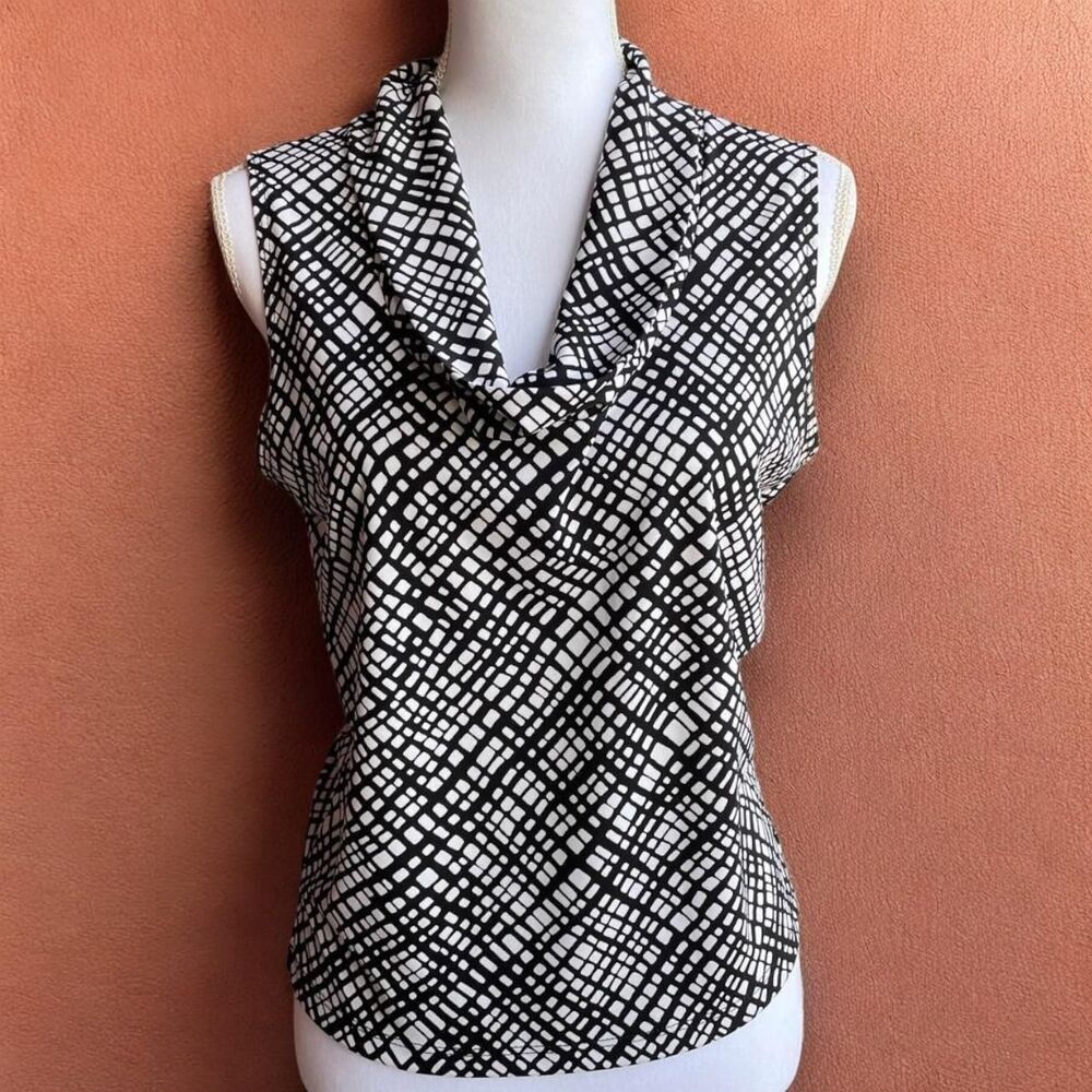 Y2K Black Market Black & White Cowl Neck Top